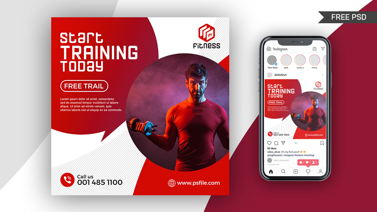 Download Fitness Social Media Post Design Free Psd Template Psfiles