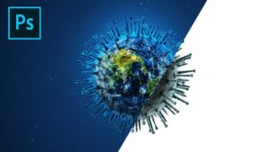 Corona Covid19 Virus on Earth PhotoManipulation