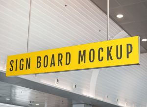 Hanging Counter Sign Board Mockup