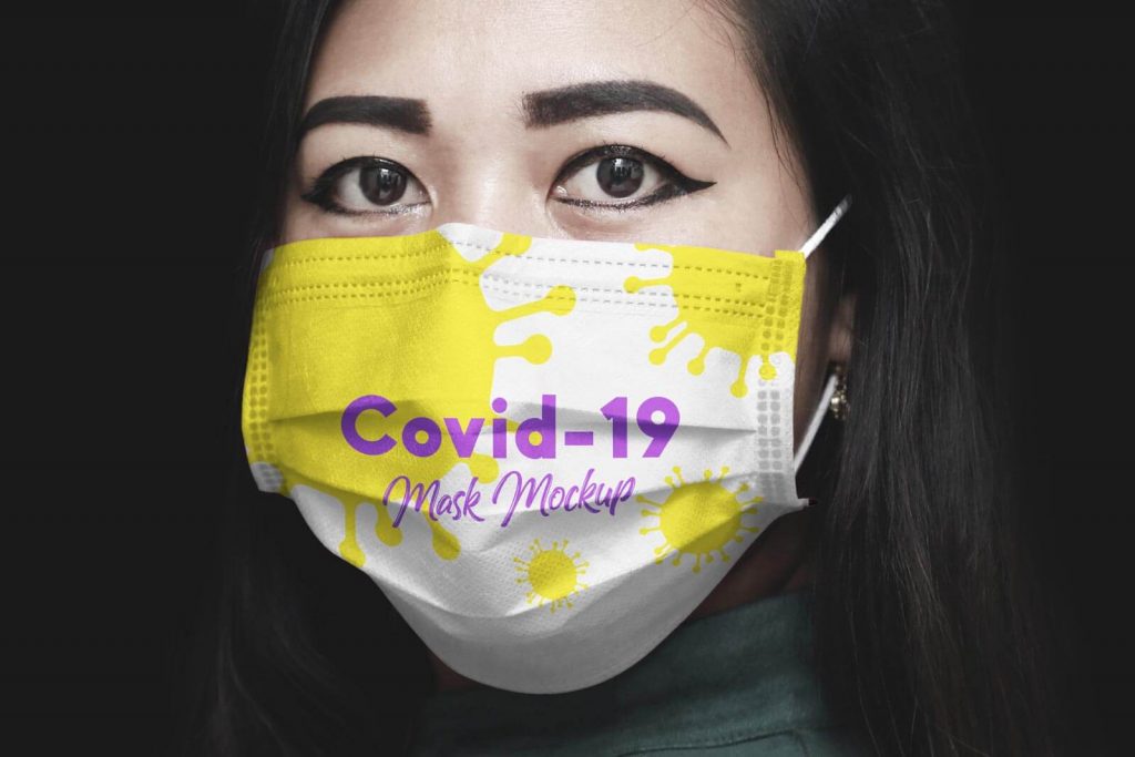 Corana COVID 19 Virus Mask Mockup PSD