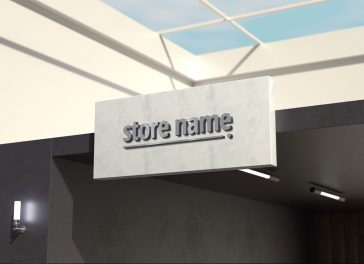 Office Building Front Sign 3D Logo Mockup PSD