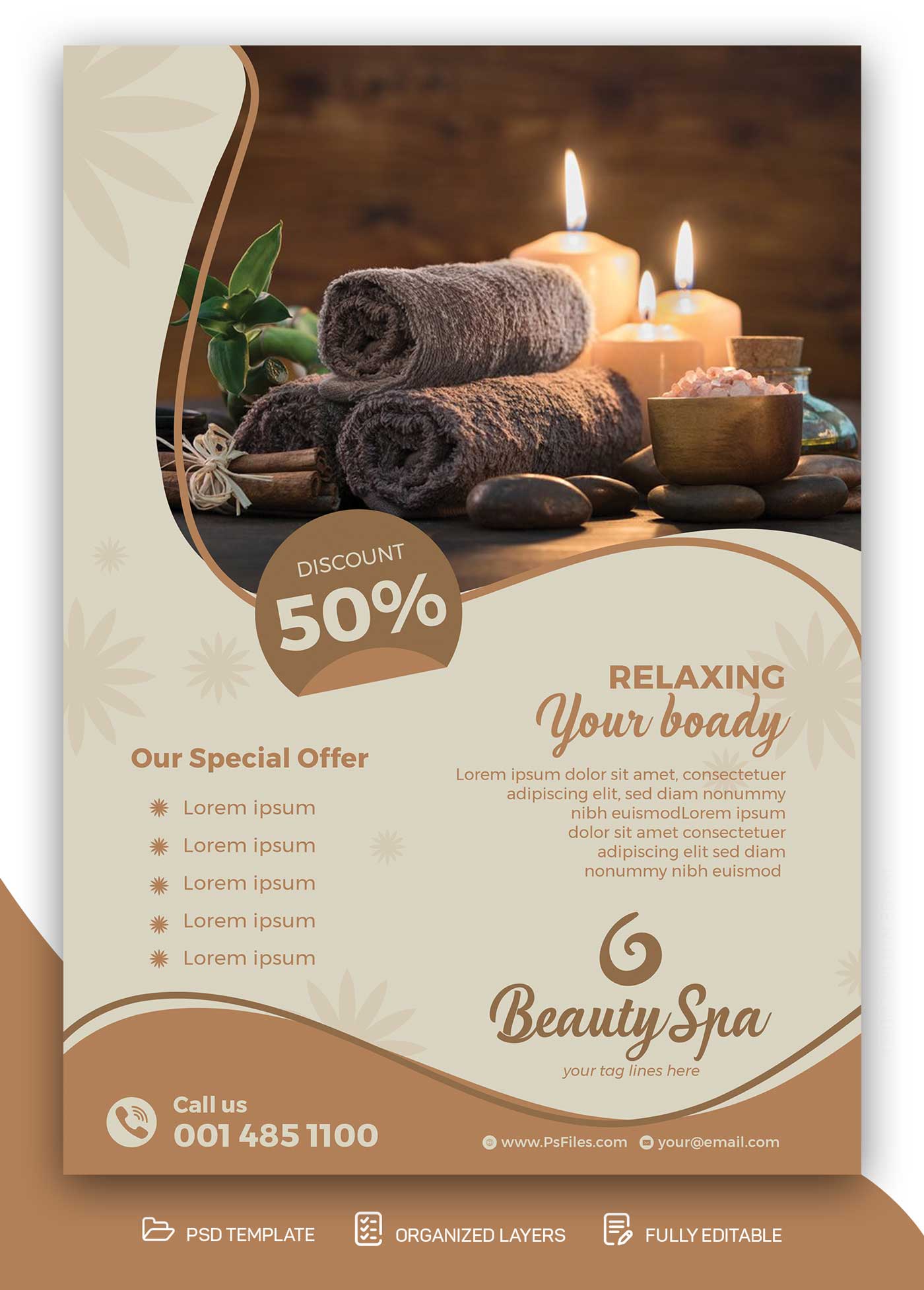Cosmetics and Healthy Skin and Body Care Beauty Spa Centre Flyer
