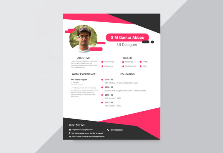 Resume design psd template