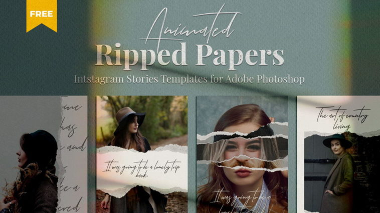 Ripped Paper Instagram Story Templates PSD