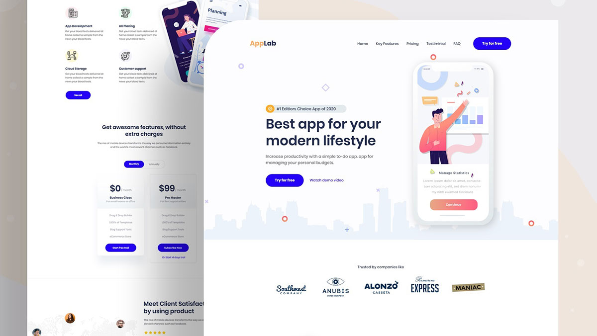 Free Mobile App Landing Page Psd Template Psfiles