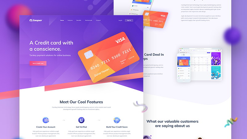 Credit Card Free Landing Page PSD - Free PSD Templates | PsFiles