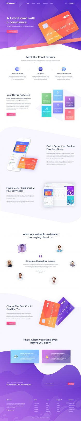 Credit Card Free Landing Page PSD - Free PSD Templates | PsFiles