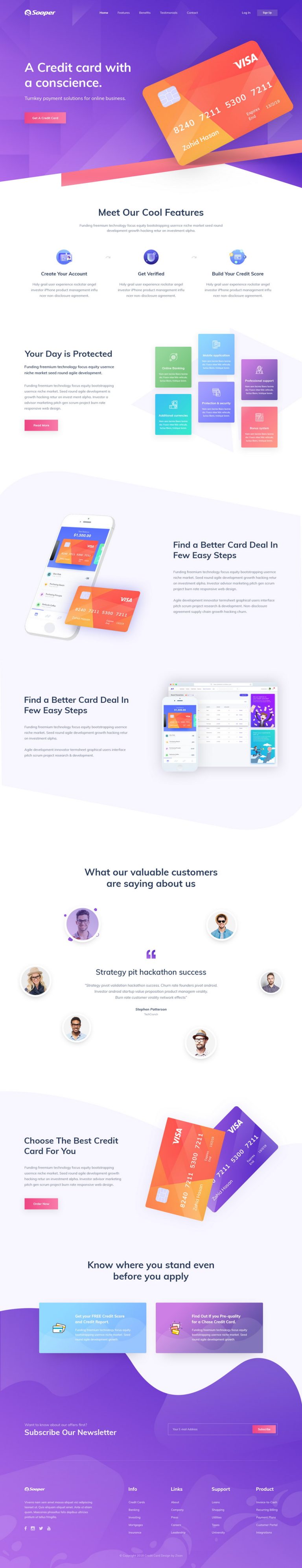 Credit Card Free Landing Page PSD - Free PSD Templates | PsFiles