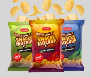 Potato Chips Snack Bag Packaging Mockup PSD