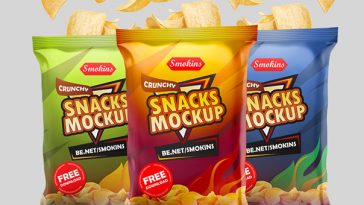Potato Chips Snack Bag Packaging Mockup PSD