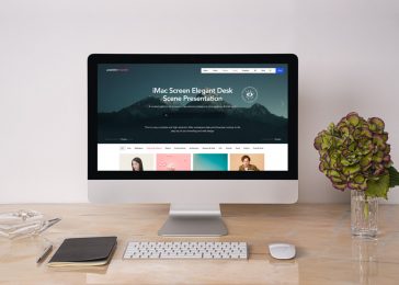 Free Desk iMac Mockup Scene