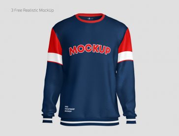 3 Free Realistic Sweatshirt Mockups PSD set