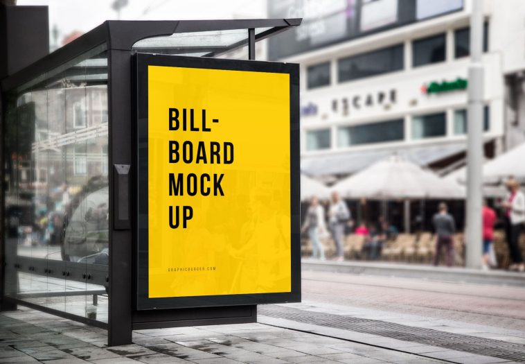 Bus Stop Billboard Free MockUp PSD