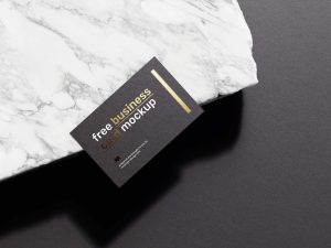 Free Business Card on Marble Mockup