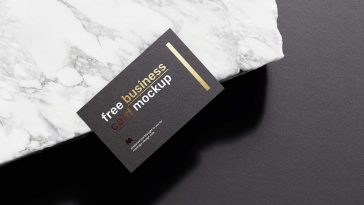 Free Business Card on Marble Mockup