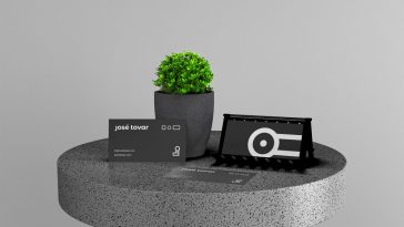 Business Cards Branding Scene Mockup with plant