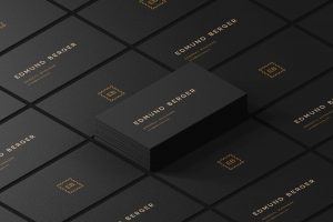 Dark Texture Paper Business Card Mockup PSD