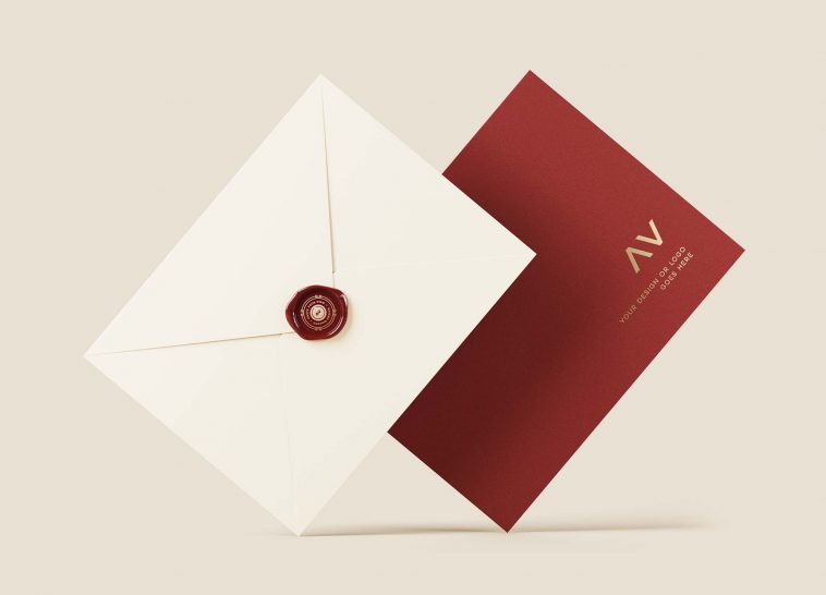 Elegant Envelope Goldfoil Logo Mockup