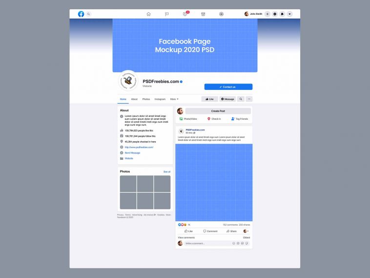 Facebook Page Mockup 2020 New Design PSD