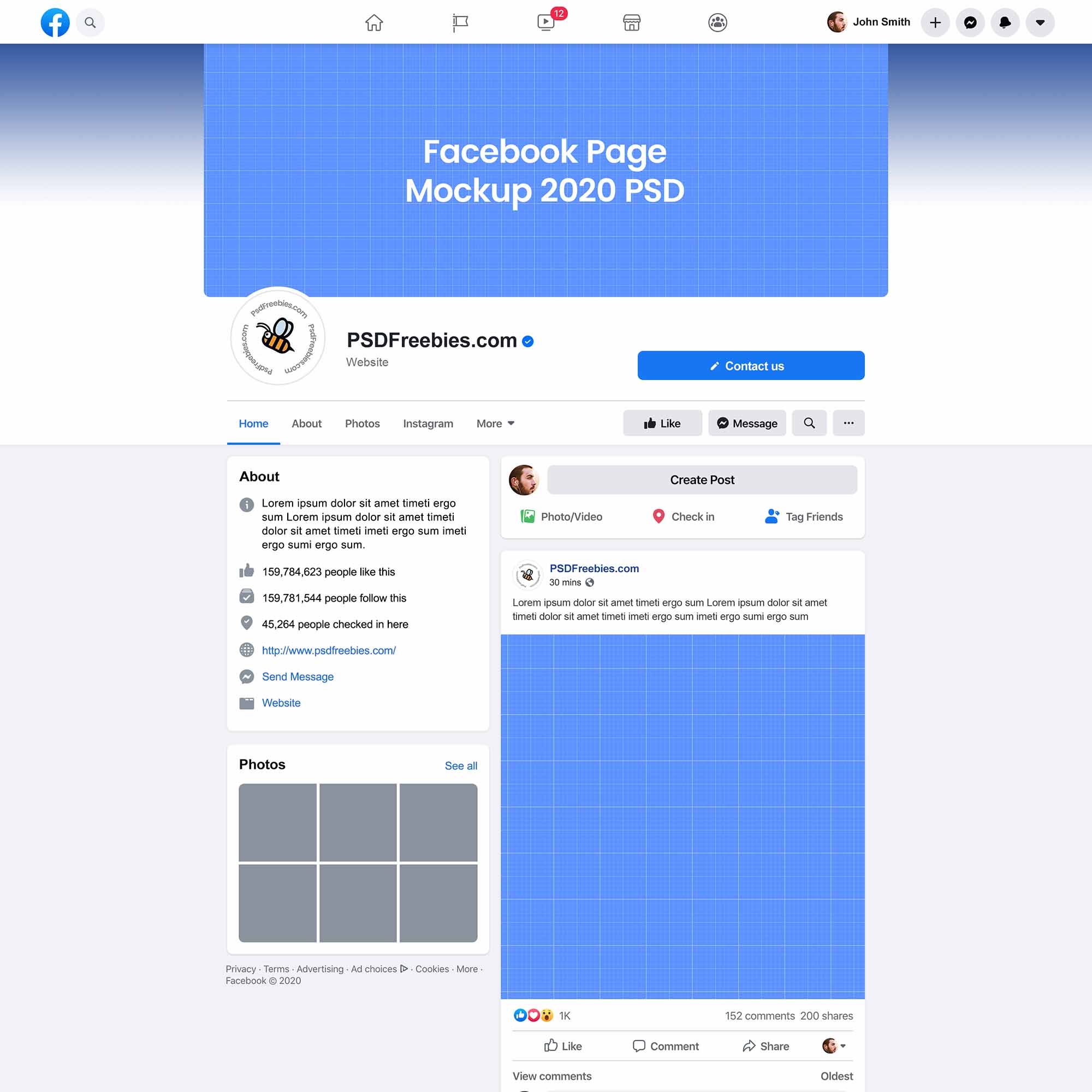 Facebook Page Mockup 2020 New Design PSD