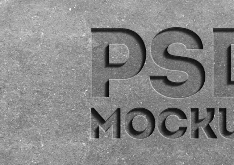 Free Stone engraved text effect mockup PSD