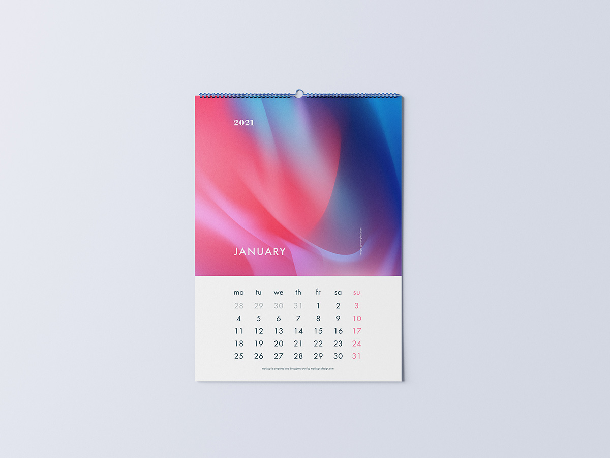 Free Wall Calendar Mockups 5 PSD sets