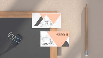 Top View of Business Card Free Mockup Scene