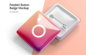 Square Button Badge Mockup PSD