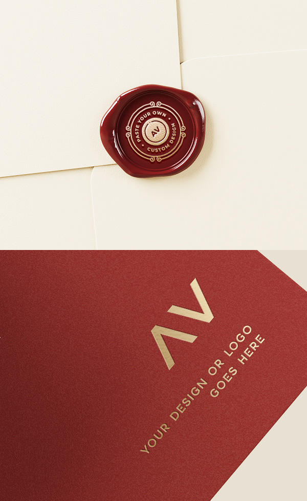 Elegant Envelope Goldfoil Logo Mockup