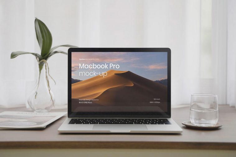 Free MacBook Pro Mockup on Desk