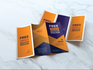 Free Trifold Brochure Mockup PSD Set