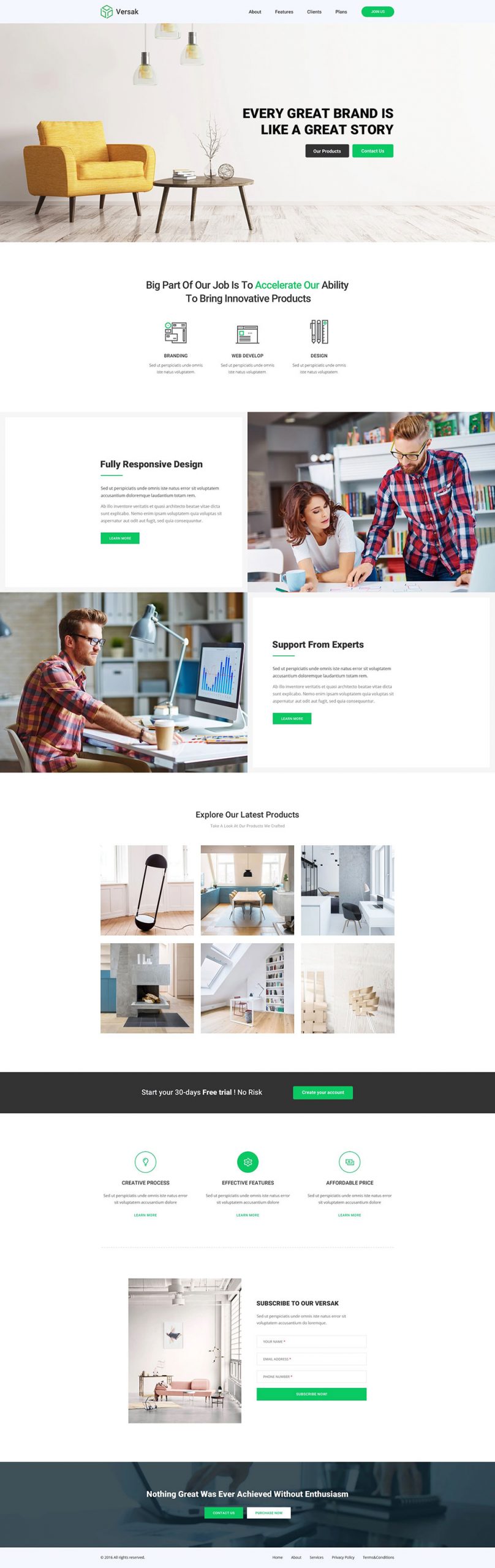 Furniture Design Free PSD Landing Page