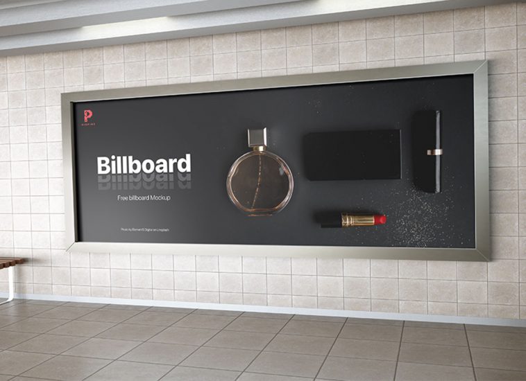 Free Metro Station Subway Billboard Mockup PSD