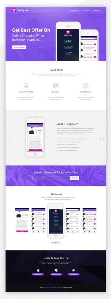 Price Tracking Mobile Application Website PSD Template - PsFiles