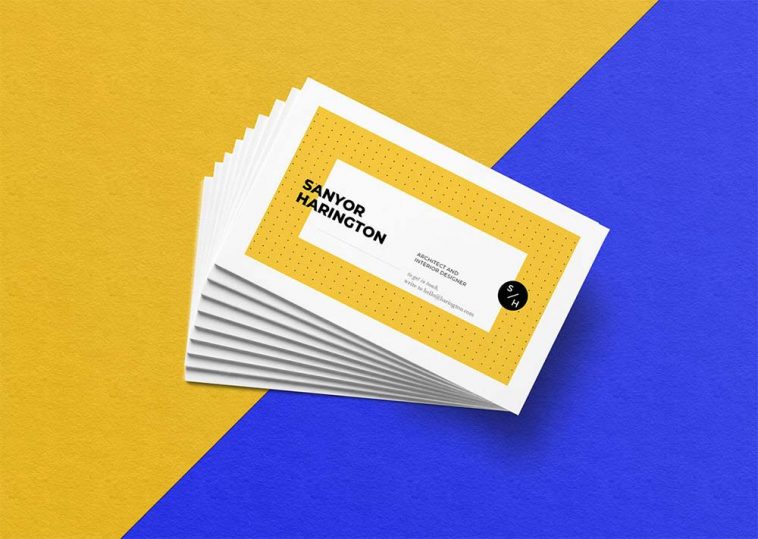 Free Realistic Stacked Business Card Mockup PSD