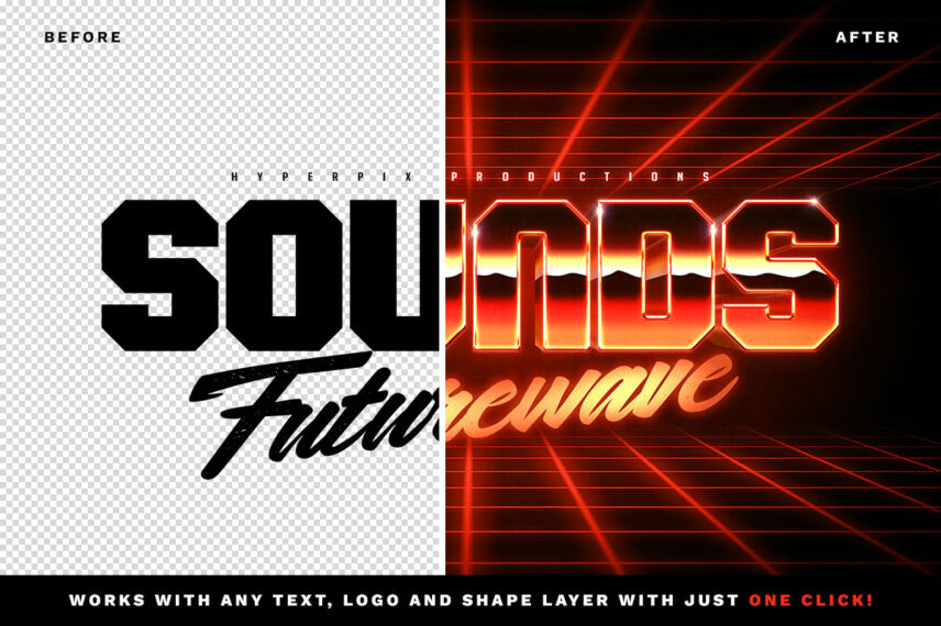 Free 3D 80s Text and Logo Effect PSD