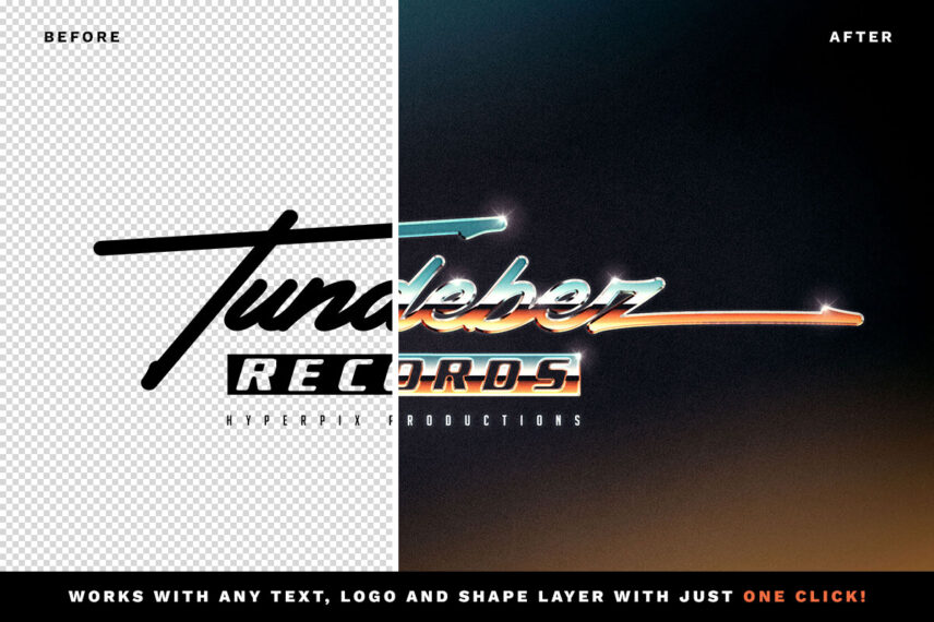 New 80s Chrome Text and Logo Effect PSD