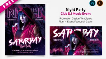 Music DJ Free Flyer and FB Cover PSD Templates