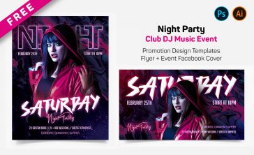 Music DJ Free Flyer and FB Cover PSD Templates