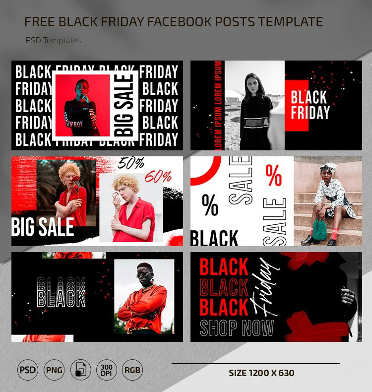 Free Black Friday Facebook Posts PSD Template