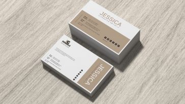 Free Stacked Business Card Mockup on Wood