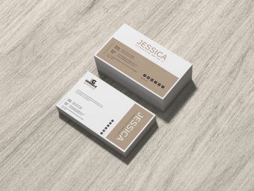 Free Stacked Business Card Mockup on Wood