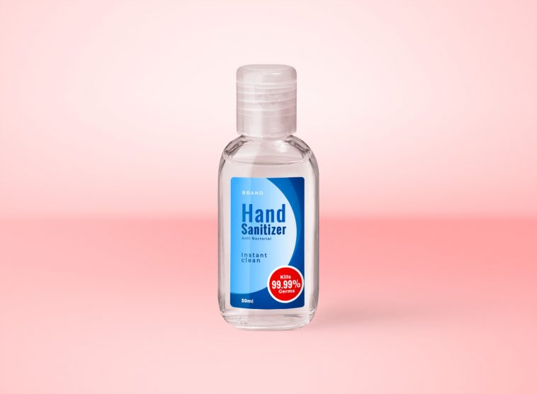Free Hand Sanitizer Small Plastic Bottle Mockup PSD