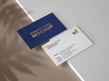 Free Isometric Shadow Overlay Business Cards Mockup PSD