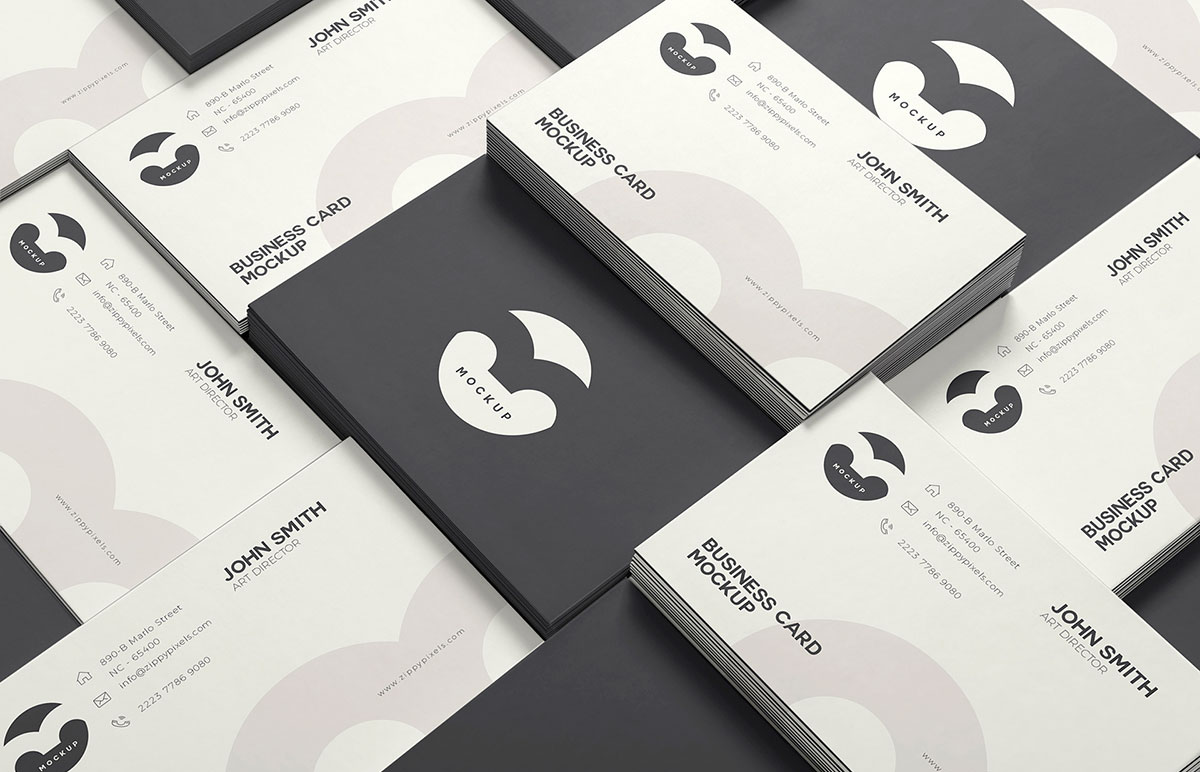 Free Stacked Business Card MOCKUP