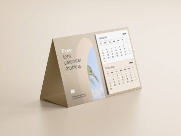 Free Tent Calendar Mockup PSD set 2021