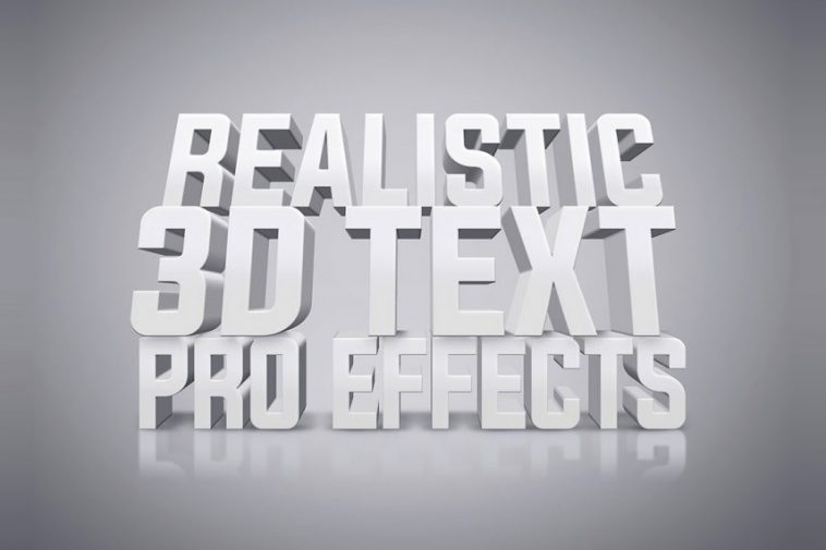 Free White 3D Text Effect PSD