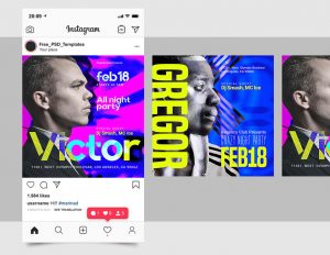 Free 2 Night Club Instagram Post and Story PSD Templates
