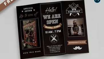 Free Barbershop Trifold Brochure PSD Template