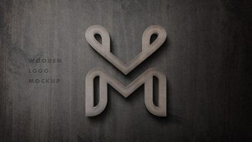 3D Wooden Sign Logo Mockup PSD